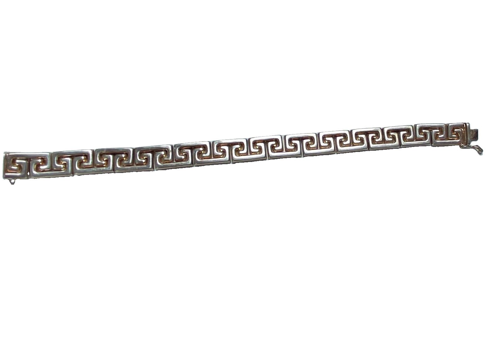 925 milor Italy Greek Key Link Chain Bracelet 7 in Box Clasp vintage estate 21g