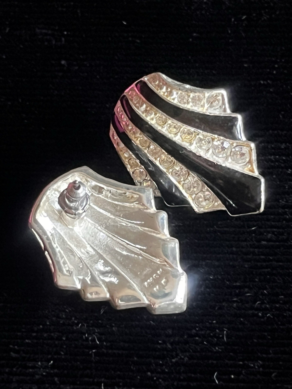 4 pair of vintage statement earring sets metal faux pearl rhinestones