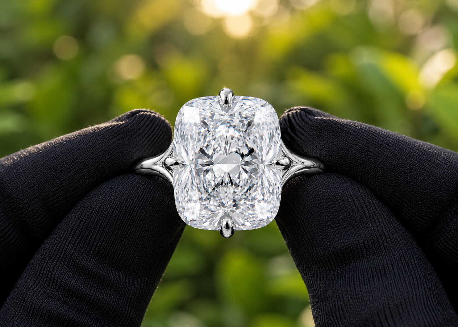 925 Sterling Silver Cushion Cut Engagement Ring White CZ Wedding Promise Ring