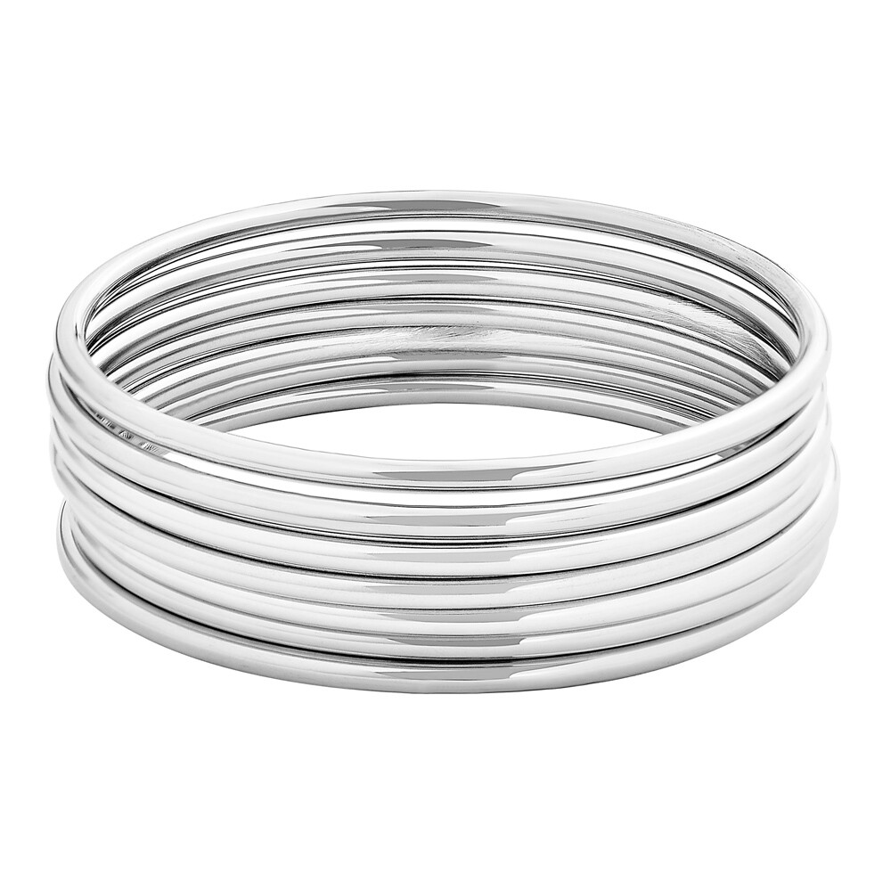 Edforce Stainless Steel Glossy Thin Round Bangle Bracelet Set for Women Set of 7
