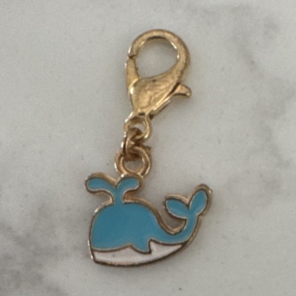 gold tone blue enamel whale dangle charm lobster clasp animals & insects