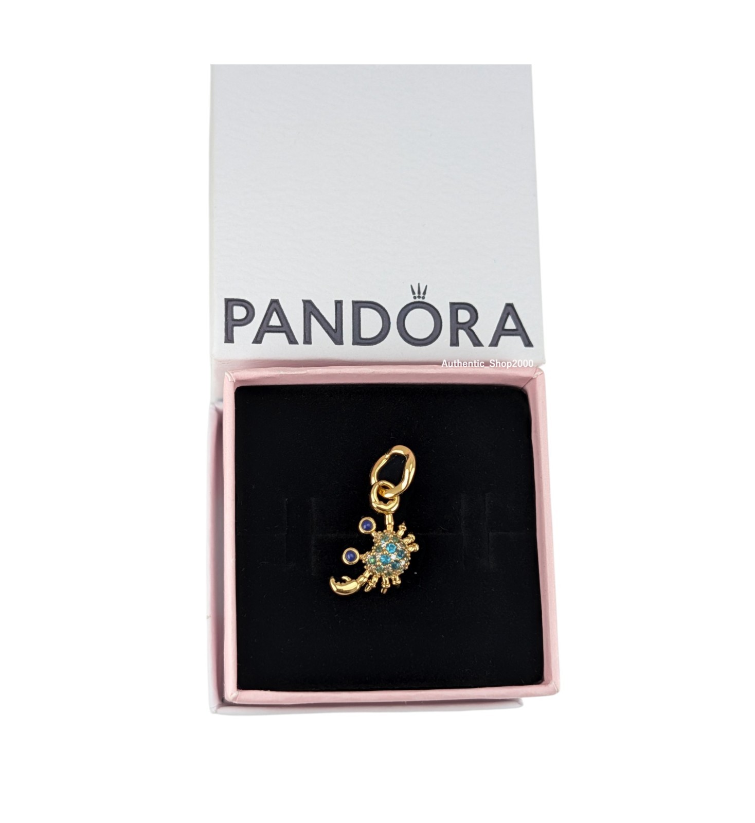 New 100% Authentic PANDORA 14k Gold Plated Blue Crab Dangle Charm 764684C01