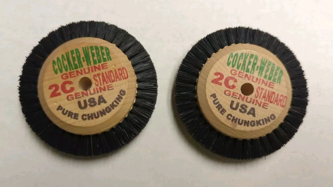 (2) – Cocker Weber USA Wooden Hub Bristle Brush Jewelry Polishing 2C