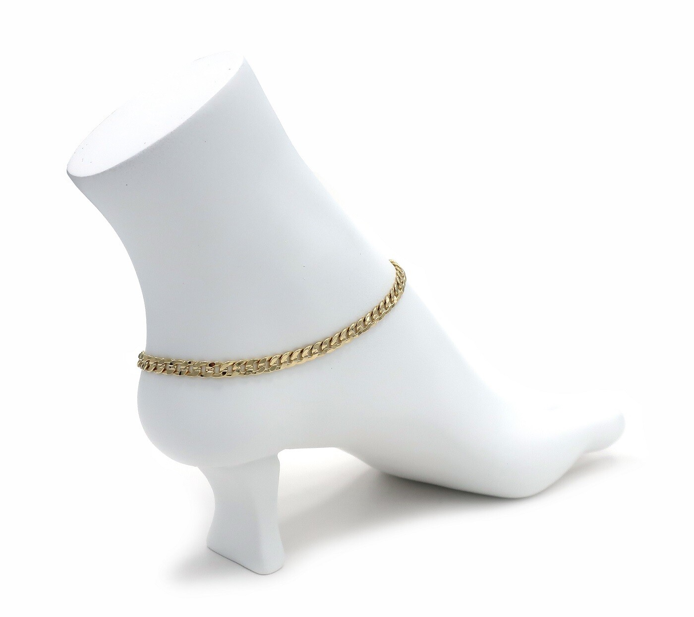 5mm CONCAVE CUBAN CURB LINK CHAIN QUALITY ANKLET BRACELET 14K ITALY GOLD PLATED