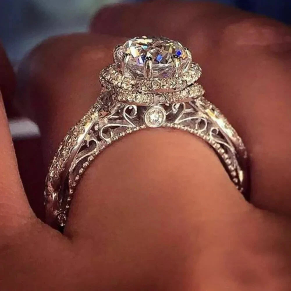 2.00 Carat Round Cut Lab Created Diamond Engagement Ring 14K White Gold Finish