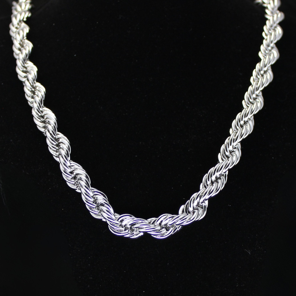 Mens 24″ Thick RopeChain 10mm Silver Plated Necklace Hip Hop High Quality