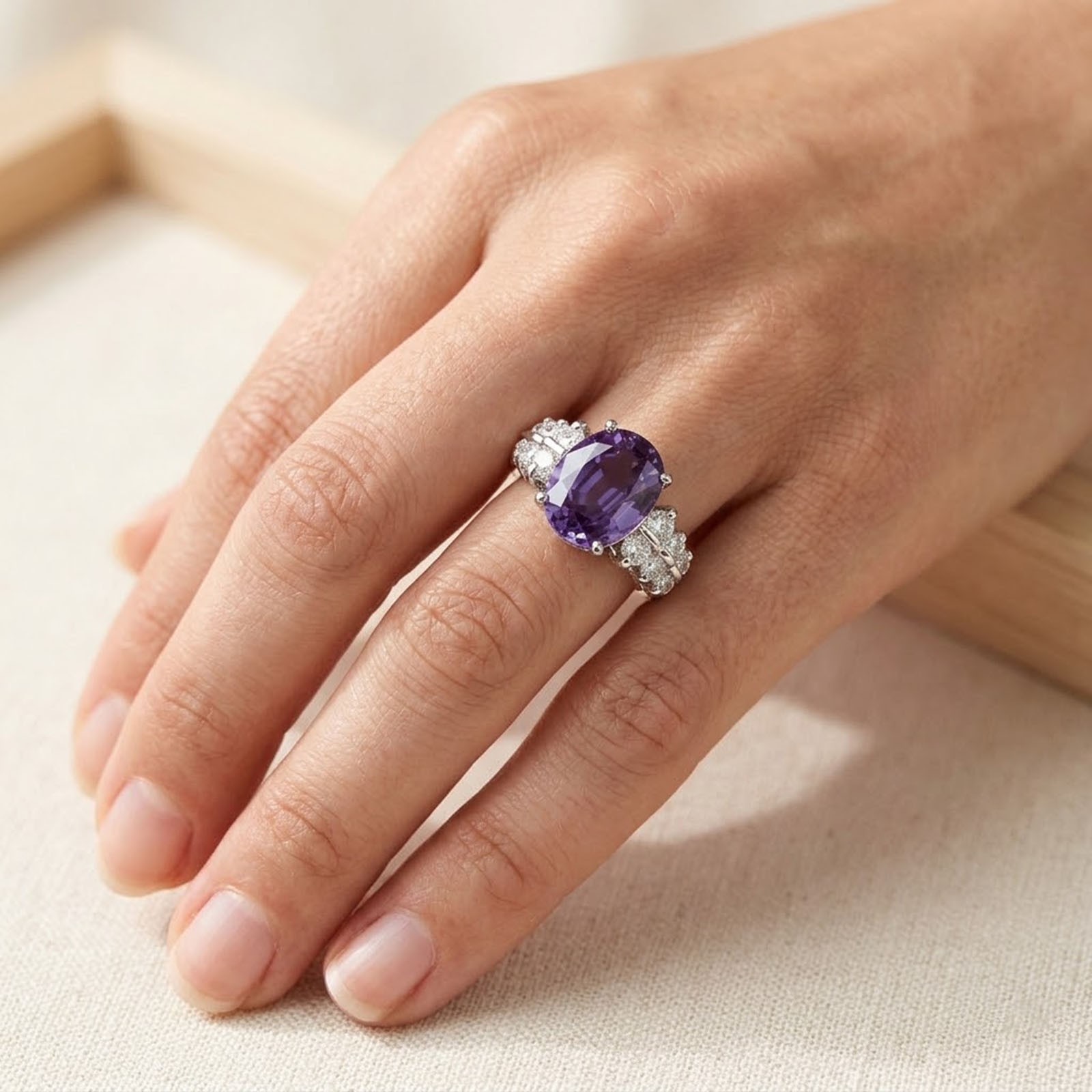 Opulent Color Change Alexandrite 5.70Ct 925 Sterling Silver White Gold Rings