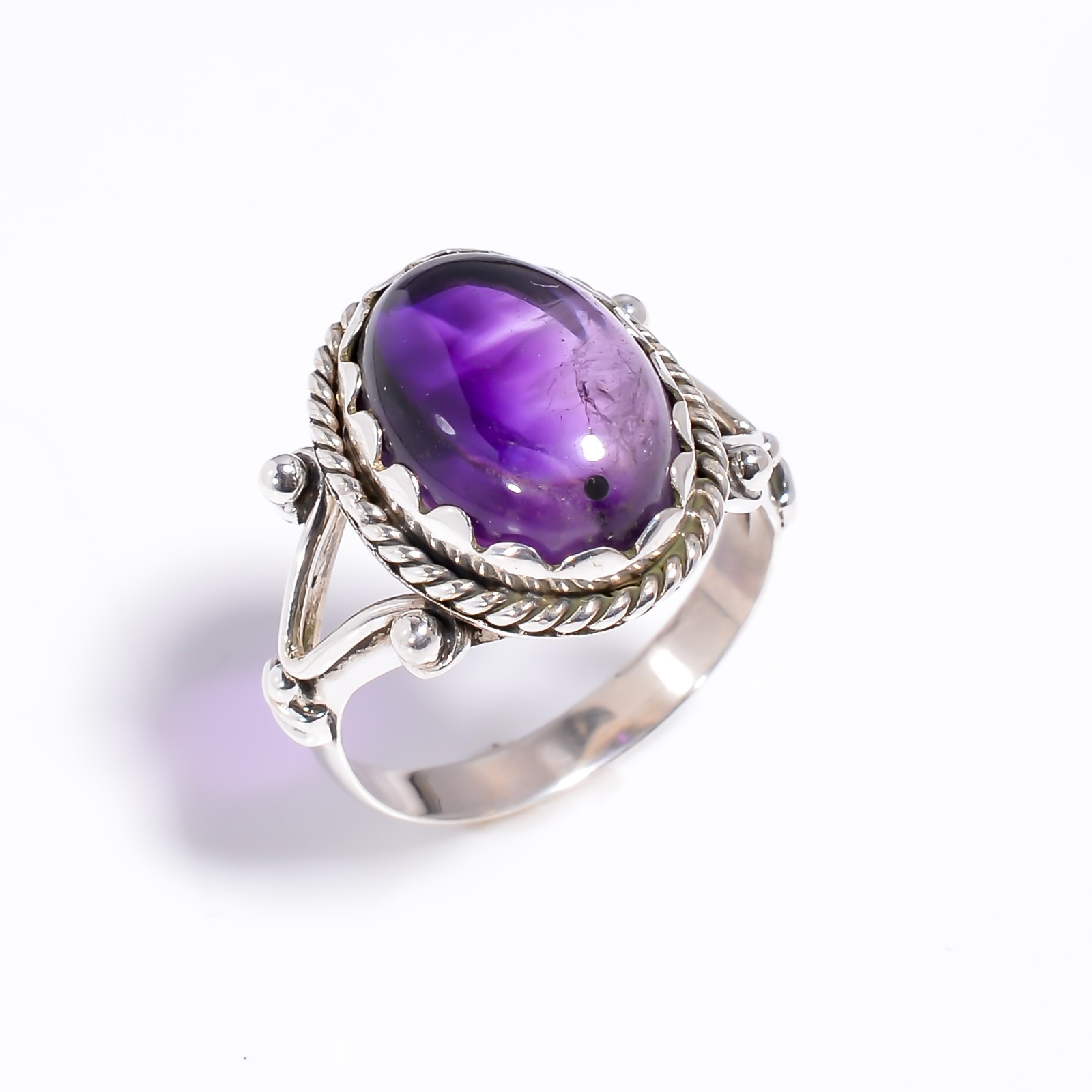 Amethyst Gemstone 925 Silver Handmade Statement Ring Jewelry