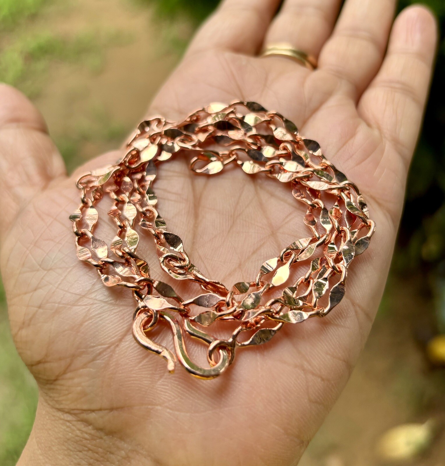 30 inch Pure Concave Link Chain Necklace, Healing Copper Jewelry