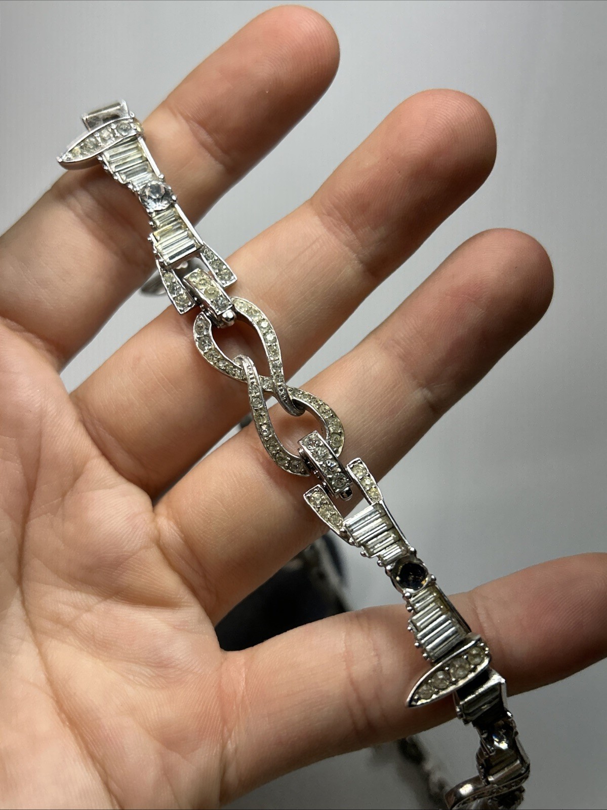 Vintage Marcel Boucher All Around Rhinestone Silver Collar Necklace 7890N