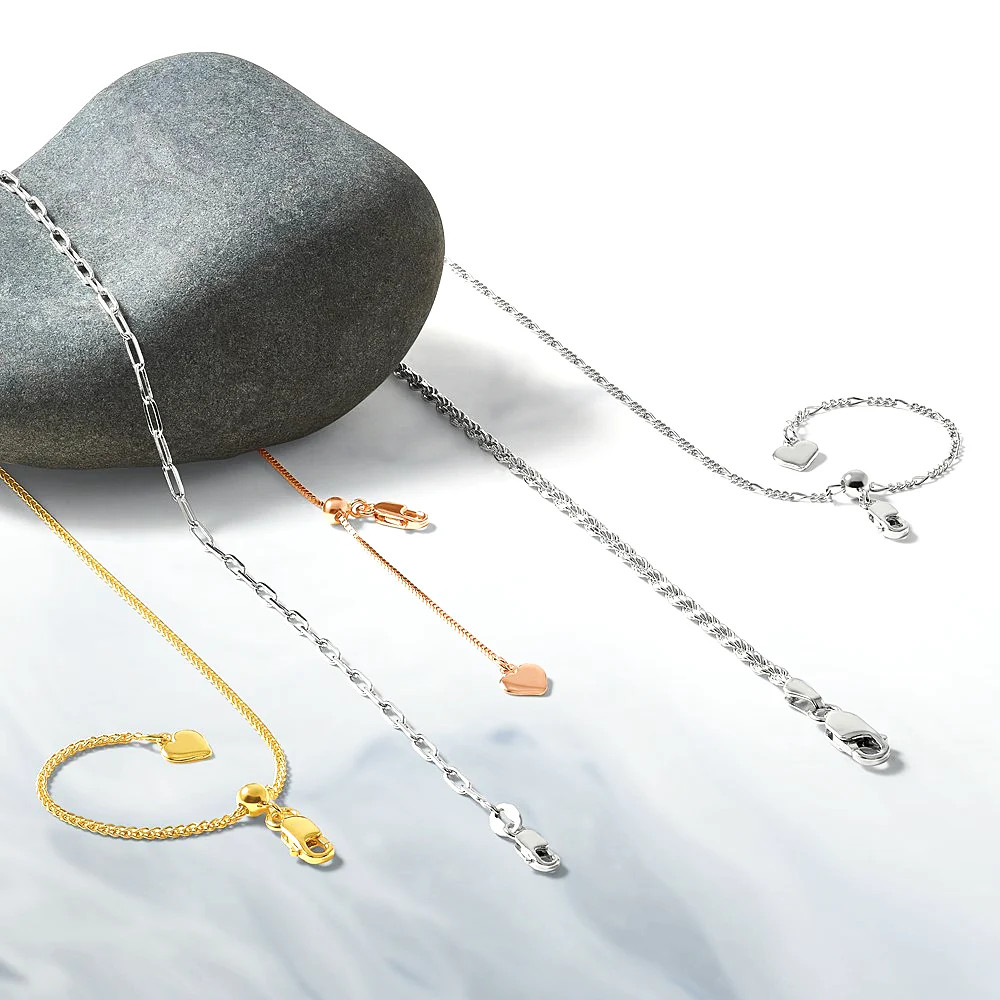 Sterling Silver Adjustable Gold-Plated 1.3mm Spiga Chain Necklace 22″-30″