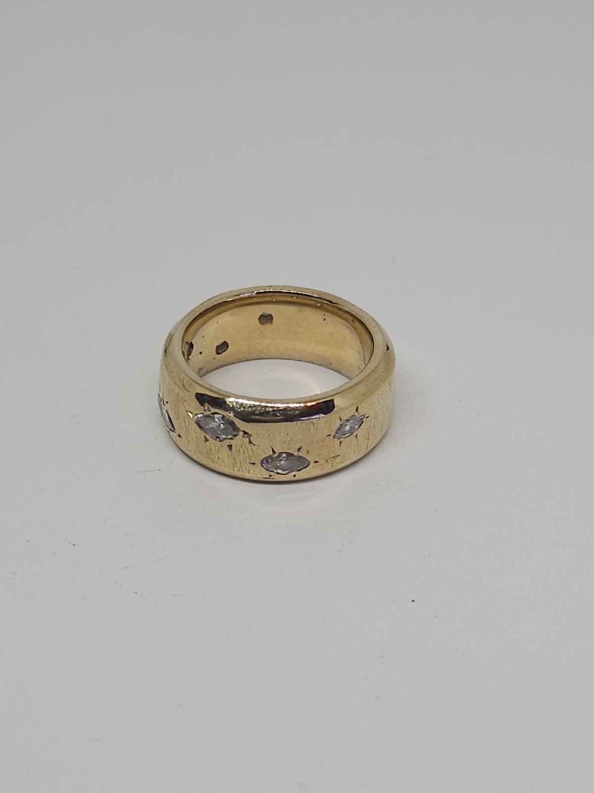 Custom Design 14k Yellow Gold 7.8 mm Wide Marquise Diamond Band 1ctw Size 5