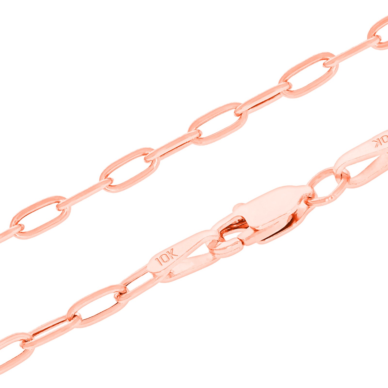 10k Rose Gold 2mm Paperclip Chain Cable Rolo Link Bracelet Womens 7″ 7.5″ 8″