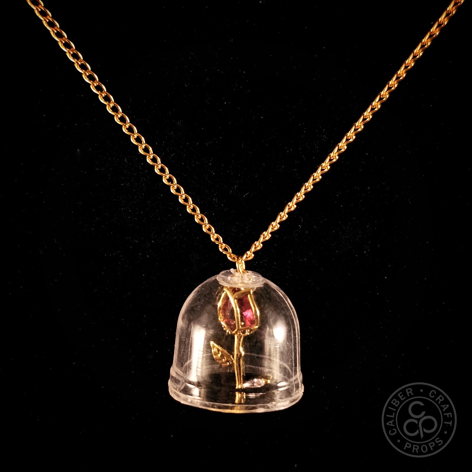 Beauty and the Beast Belle Rose Pendant Necklace Princess 24″ gold chain Disney