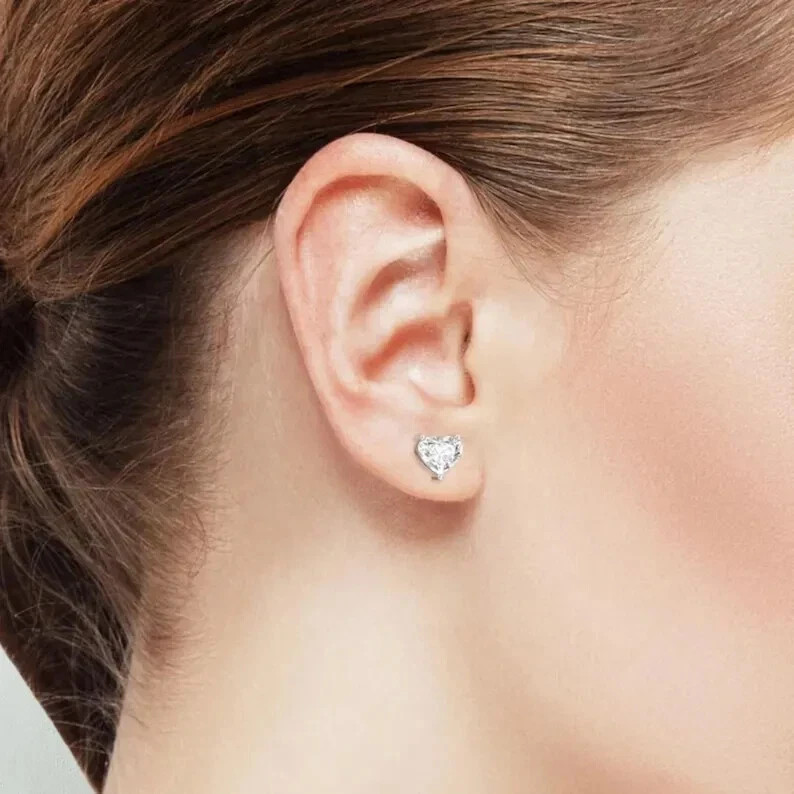 3Ct Heart-Cut Lab Created Push Back Stud Earrings 14k Yellow Gold Plated
