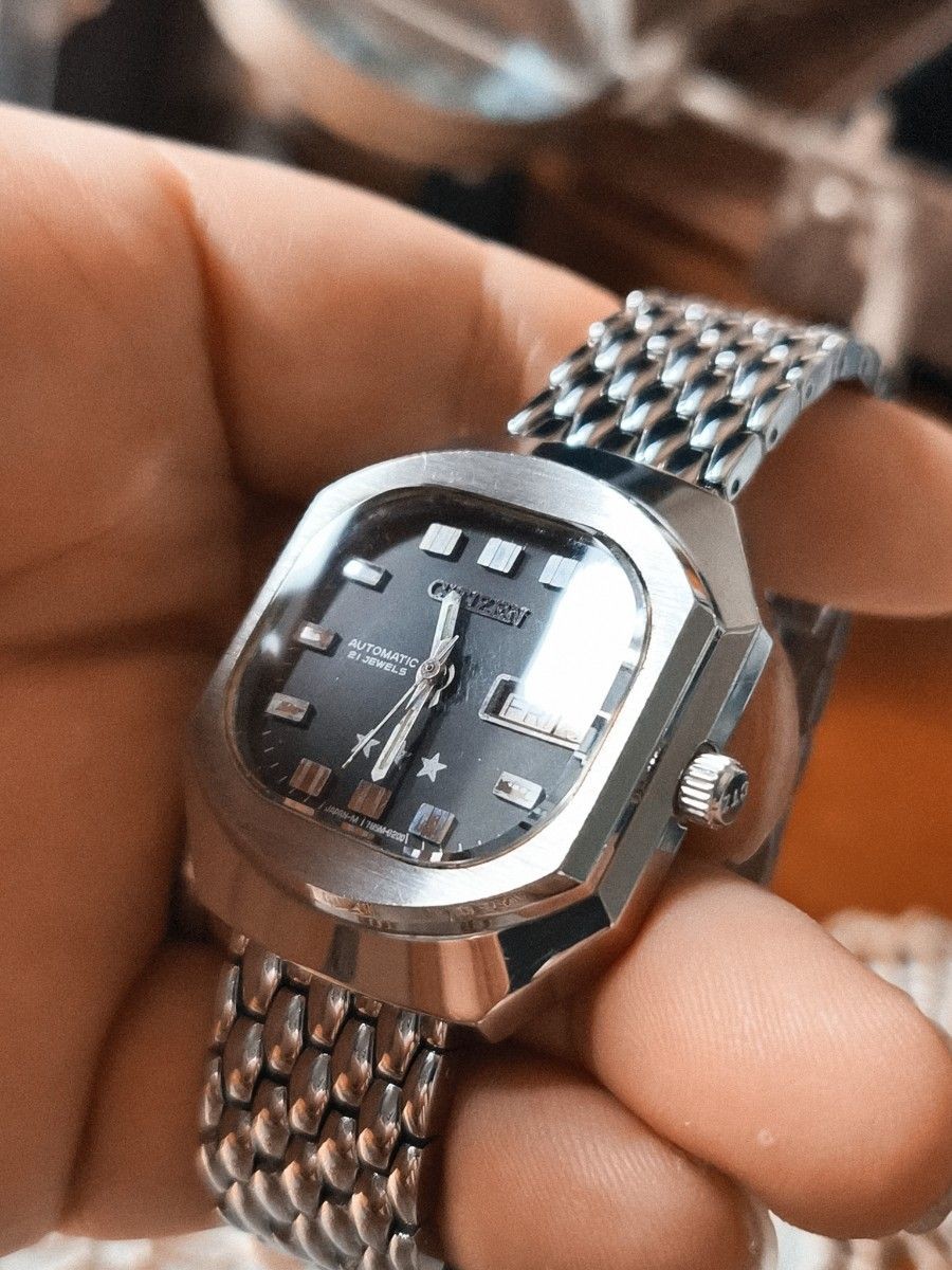 [B1P] Citizen Three Star Black Dial Octagon Vintage Automatic [g3v]