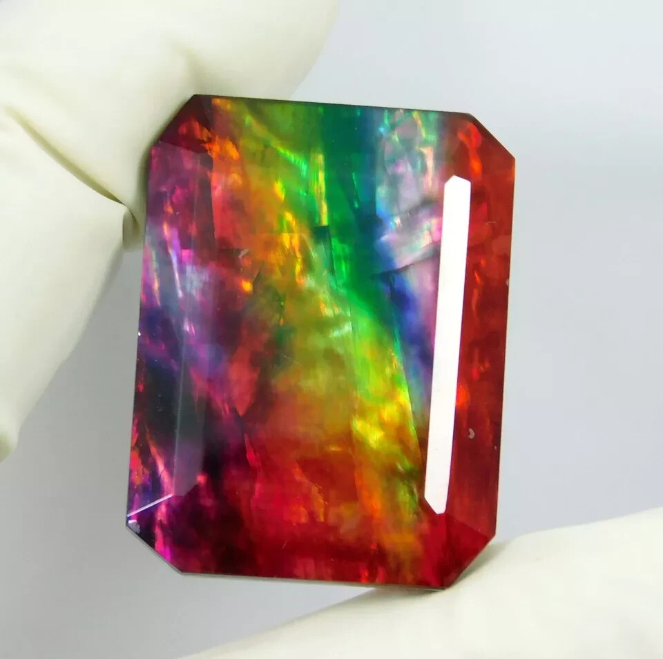 Natural Ammolite Doublet Organic Opal-Like 50.75 Ct EGL Certified Loose Gemstone