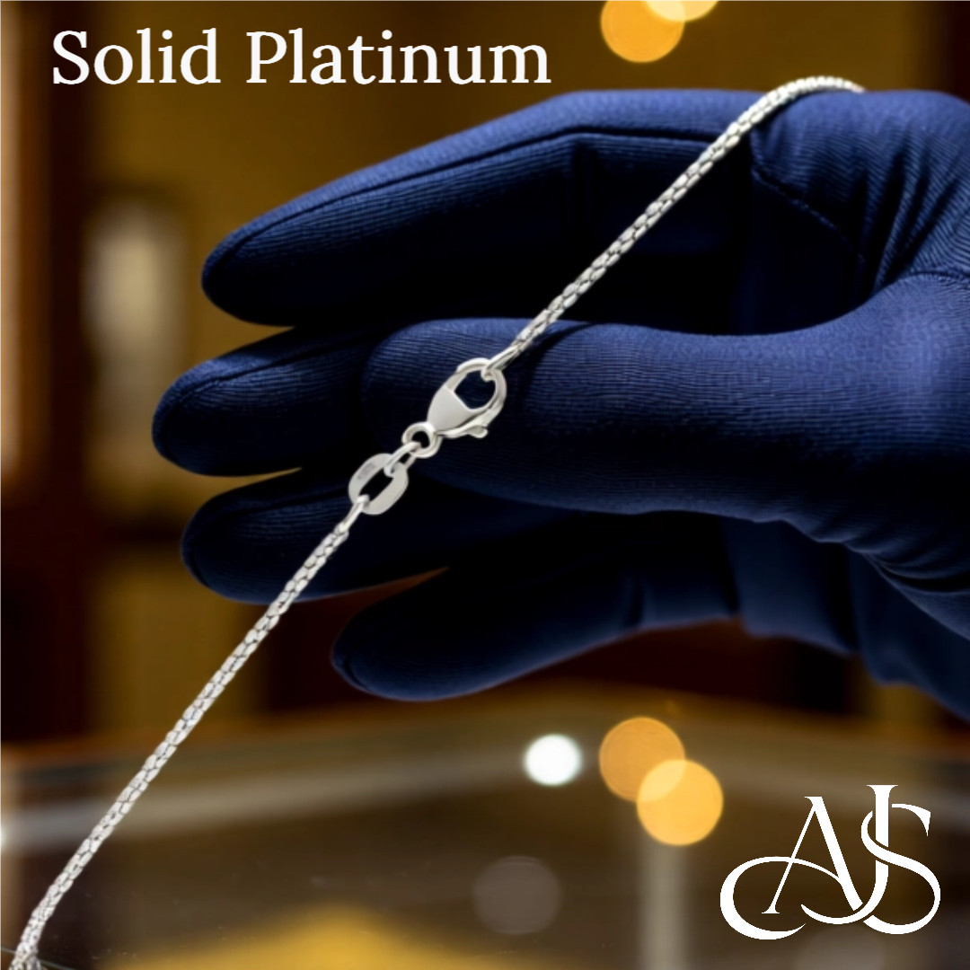 950 Platinum Solid Venetian Box Chain Necklace 1mm Width