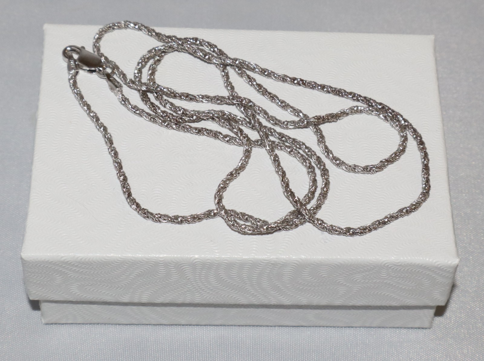 AHM 24″ 925 Silver Woven Twisted Rope Style Chain Necklace “Italy” 1 MM Wide