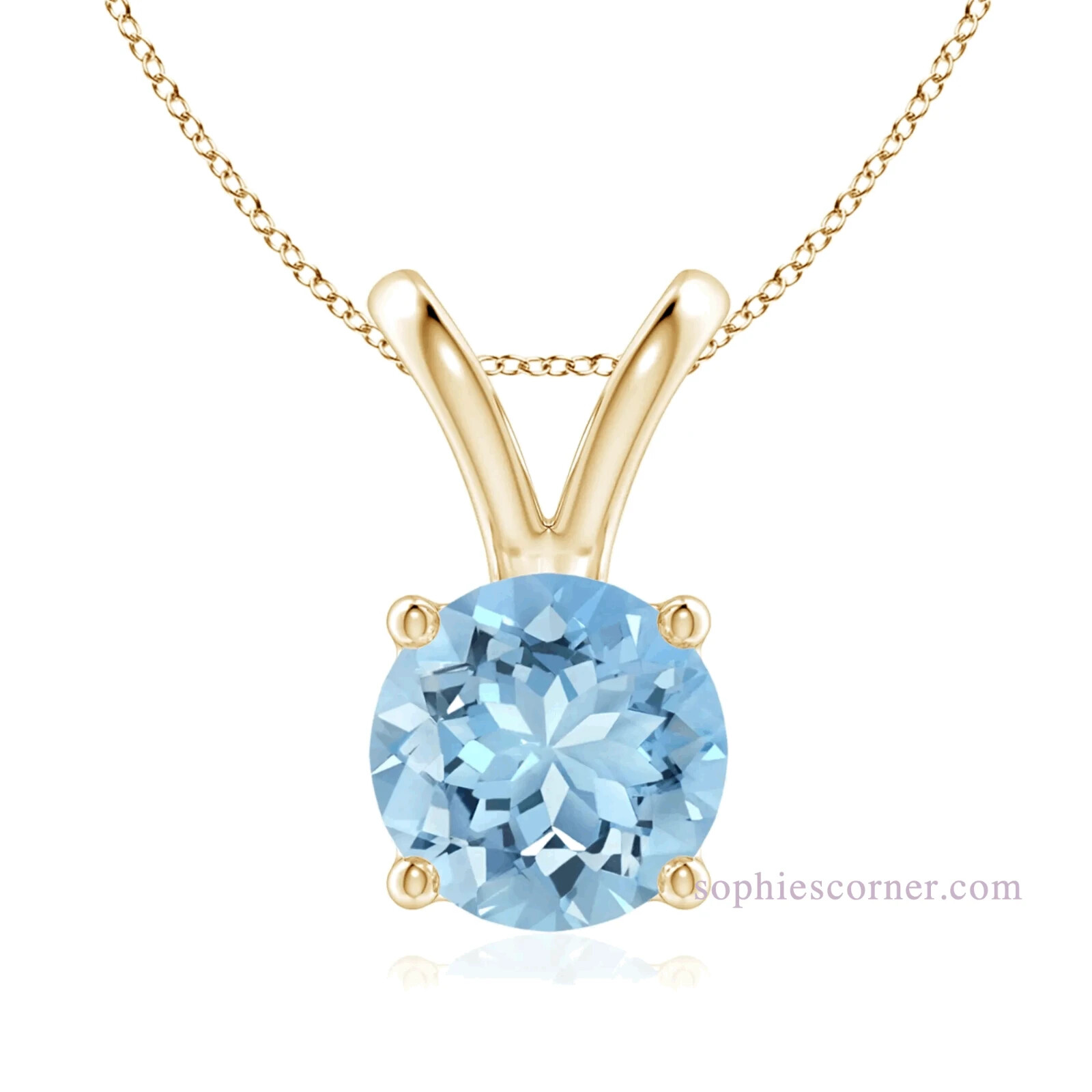 1.25 ct. Genuine Aquamarine Solitaire Pendant Necklace – YGP Sterling Silver