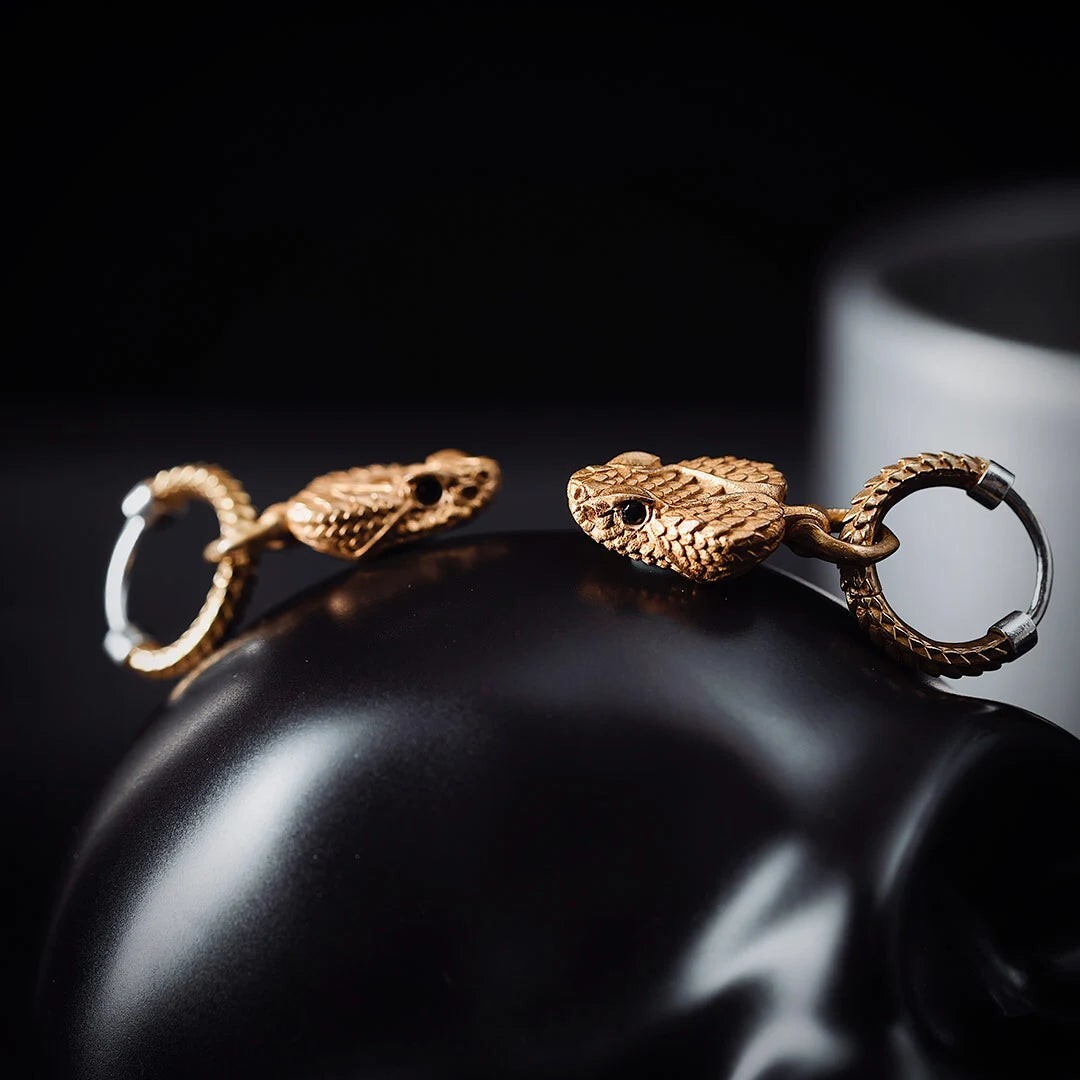 Rattlesnake Head Earrings Dangle Drop Hoop Earrings 925 Sterling Silver Ear Pins