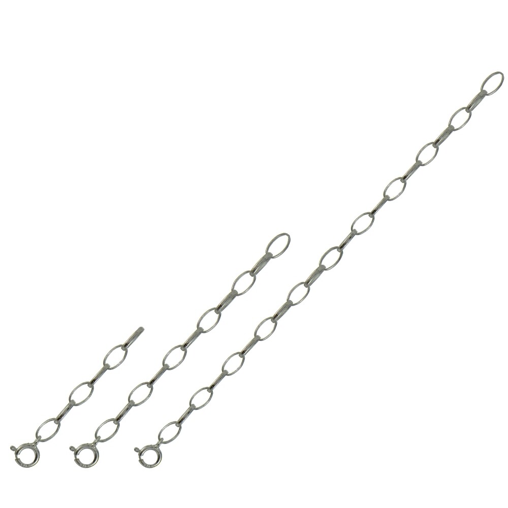 925 Sterling Silver Oval Link Extender Set for Pendants Necklaces 3 Sizes