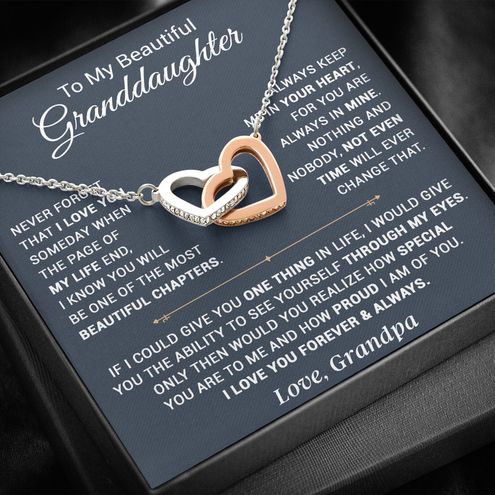 To My Granddaughter Necklace, Xmas Birthday Gift For Granddaughter From Grandpa
