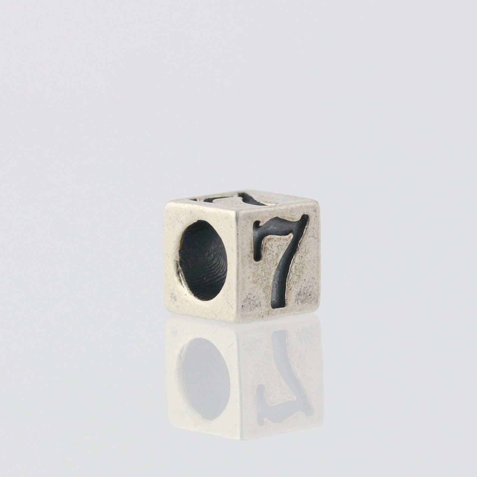 Number 7 Block Bead Charm – Sterling Silver 925 Lucky Symbol Jewelry Making