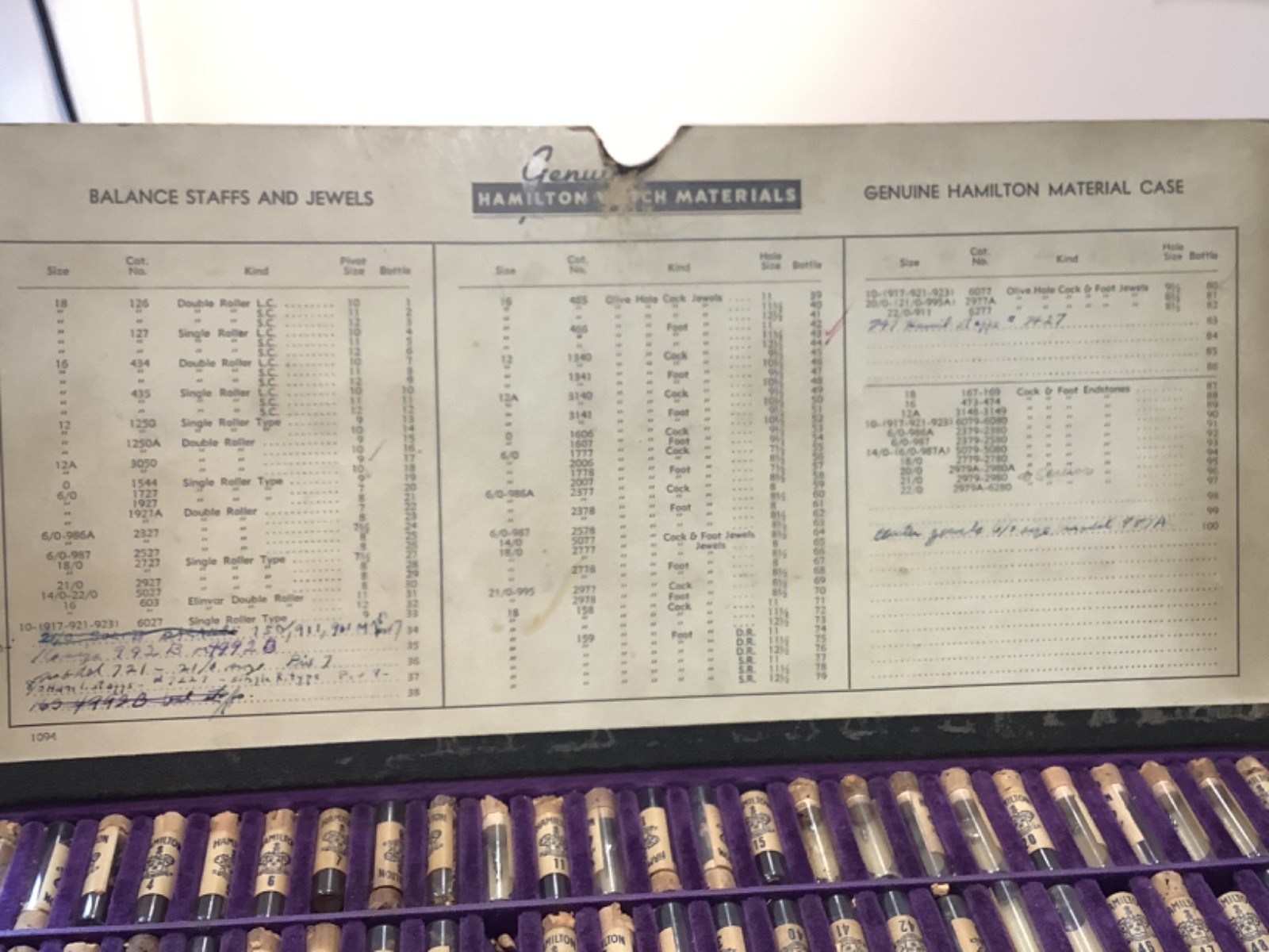 VINTAGE HAMILTON WATCH MATERIAL SYSTEM AND CABINET