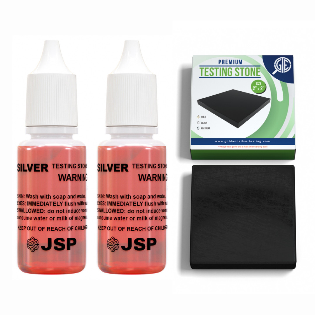 2 Silver Testing Solution Test Purity Scrap Jewelry Precious Metals Bullion Kit
