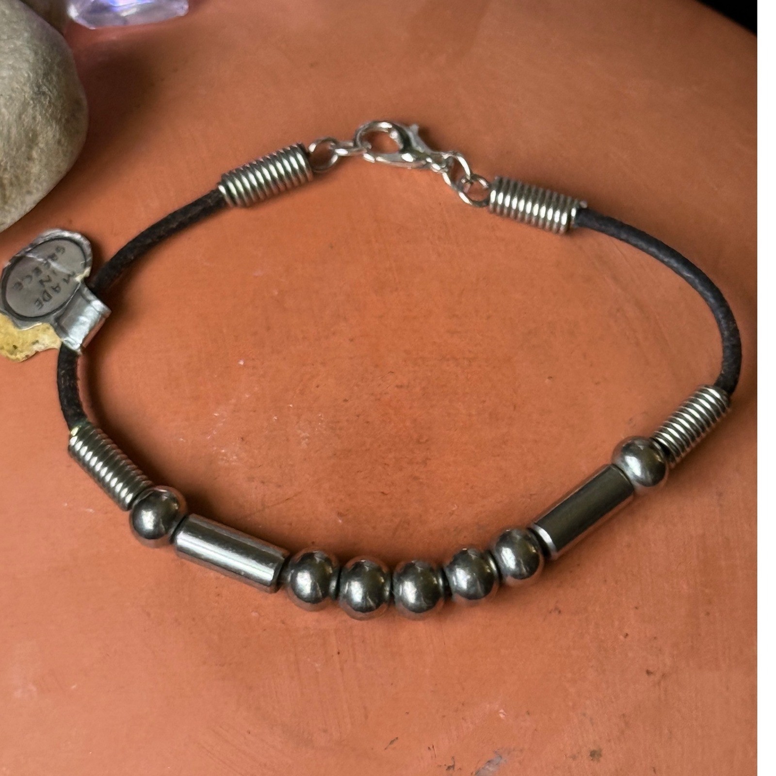 Vintage Indian Metal & Leather Bracelets Set of 2 | Handmade Boho Ethnic India