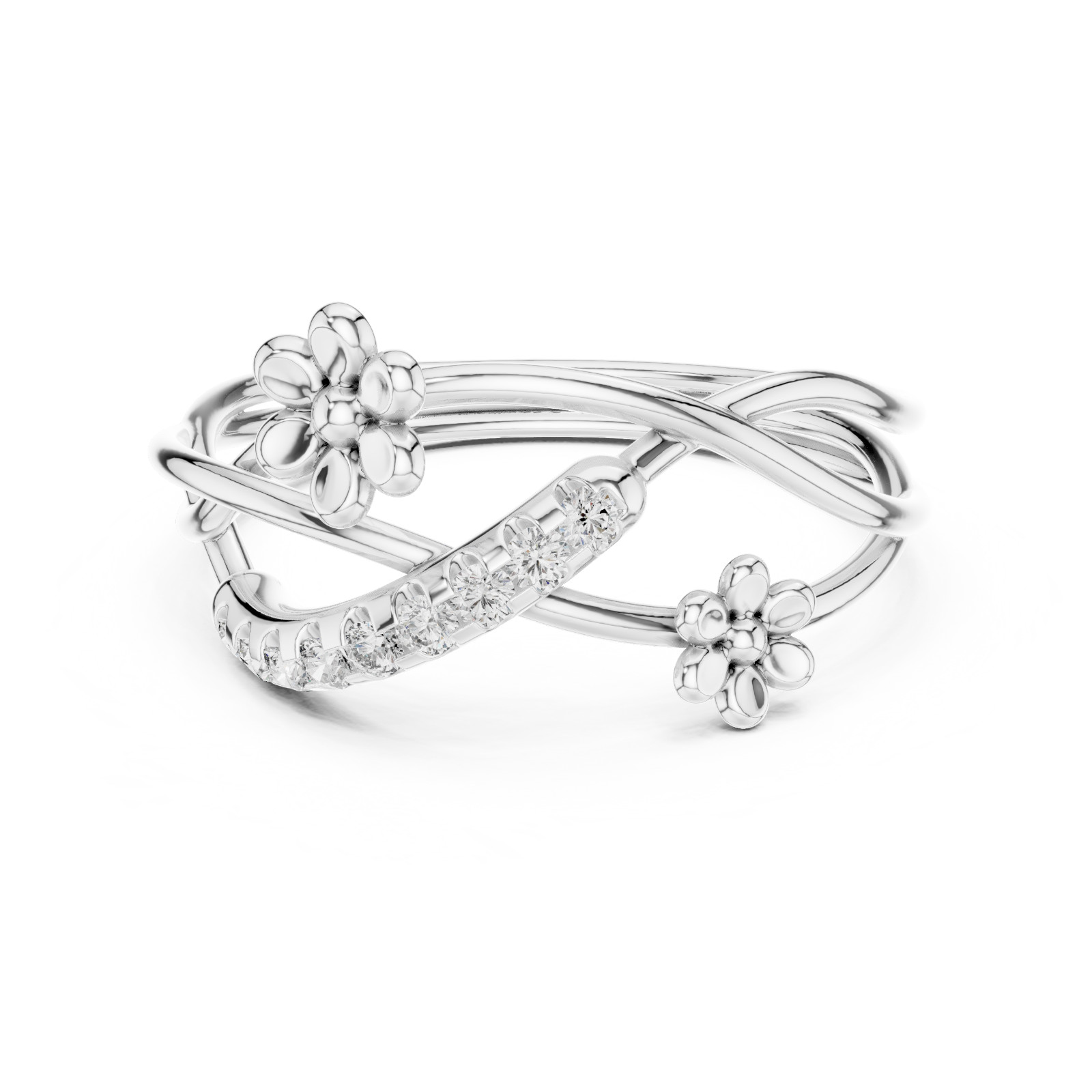 Certified VVS1 D Natural Diamond Ring Promise Wedding For Women 14K Gold Over