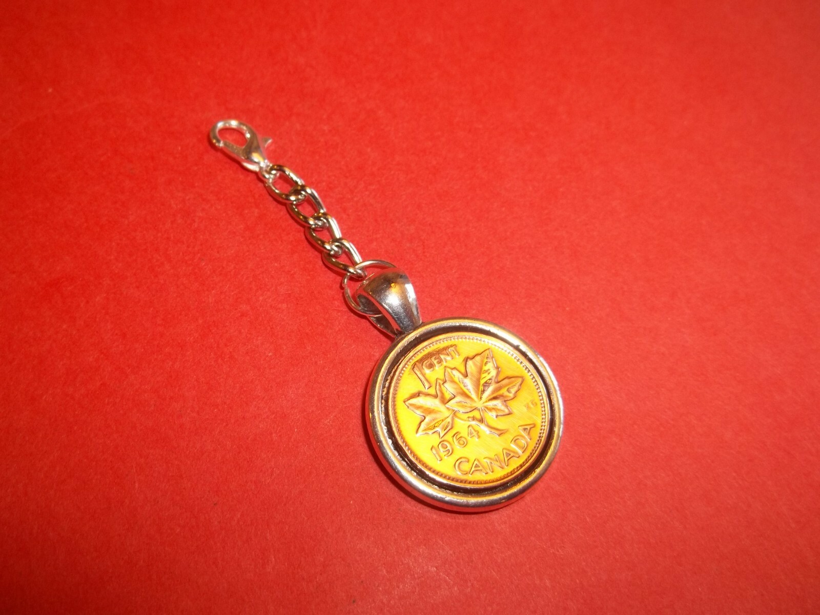 PENNY COIN – ONE (1) CENT – CANADA SILVER CASED HANDBAG PENDANT – 1997 to 2011