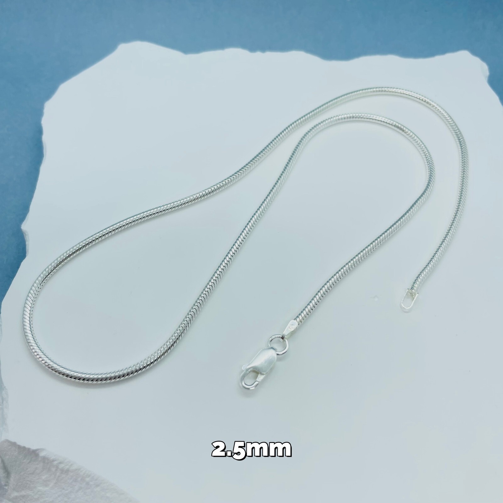 Sterling Silver Snake Chain Necklaces & Bracelets Width 0.9-3mm Length 7-30 Inch