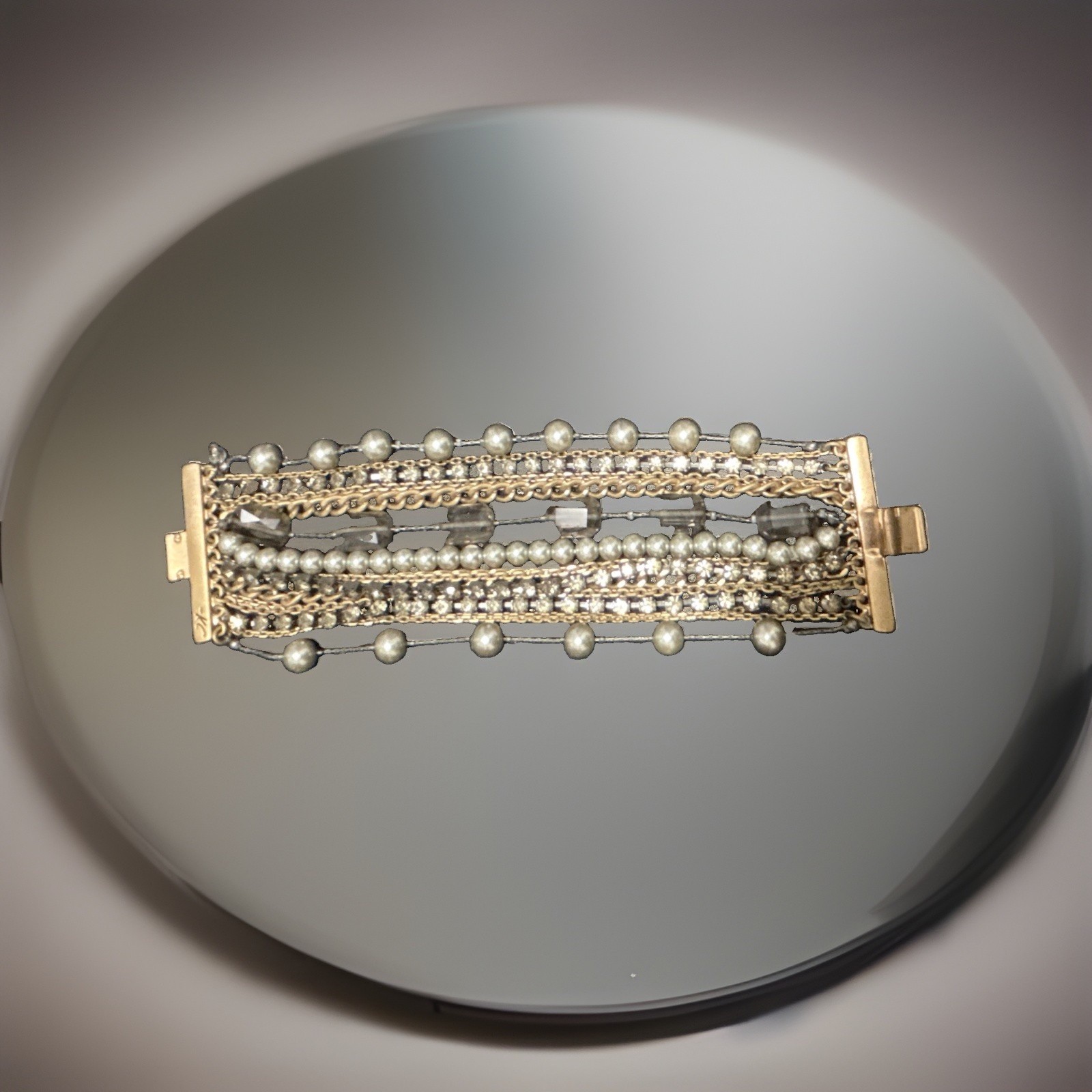 Vintage Signed Kenneth Cole NY 16- Strand Statement Link Bracelet Y2K Boho Gold