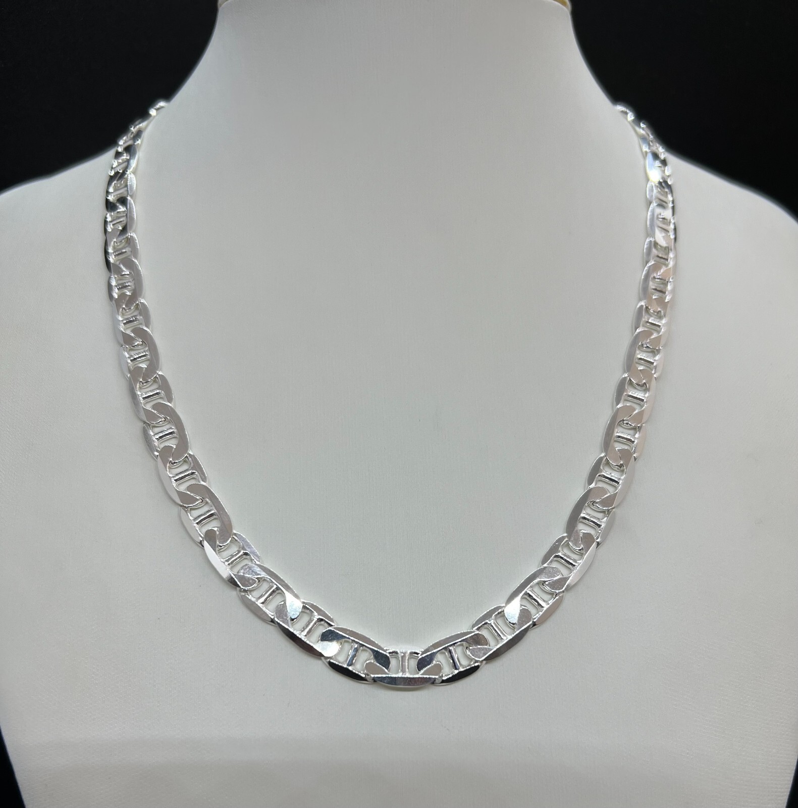 925 Sterling Silver Mariner Anchor Link Chain Men’s Necklace 8mm-13.5mm 18″-30″