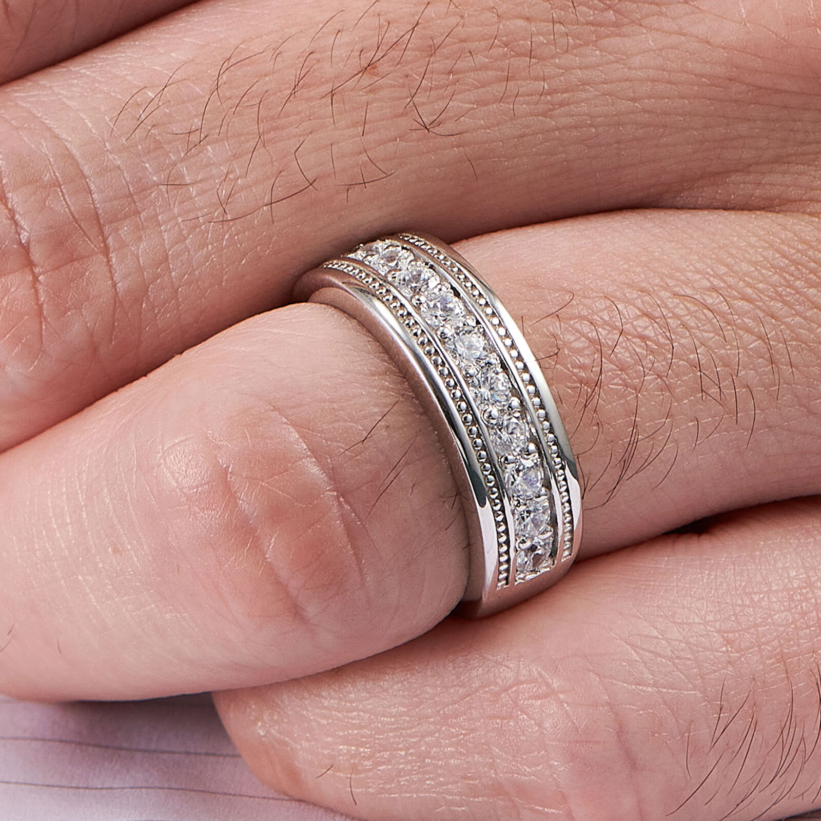 1CT Men Pinky Ring Wedding Promise Ring Wedding Bands Him Silver Mens Jewelry