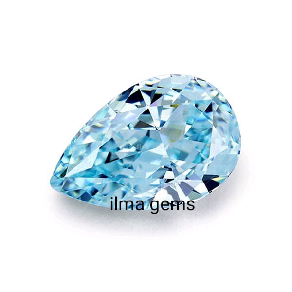 2 Ct Fancy Blue Pear Cut Lab Grown Diamond VVS1 Premium Clarity Gemstone 7×9 mm