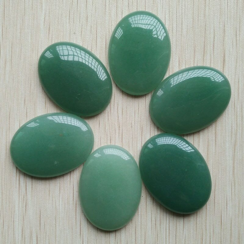 6pcs Natural Green Aventurine Stone Oval CAB CABOCHON 30x40mm DIY No Holes