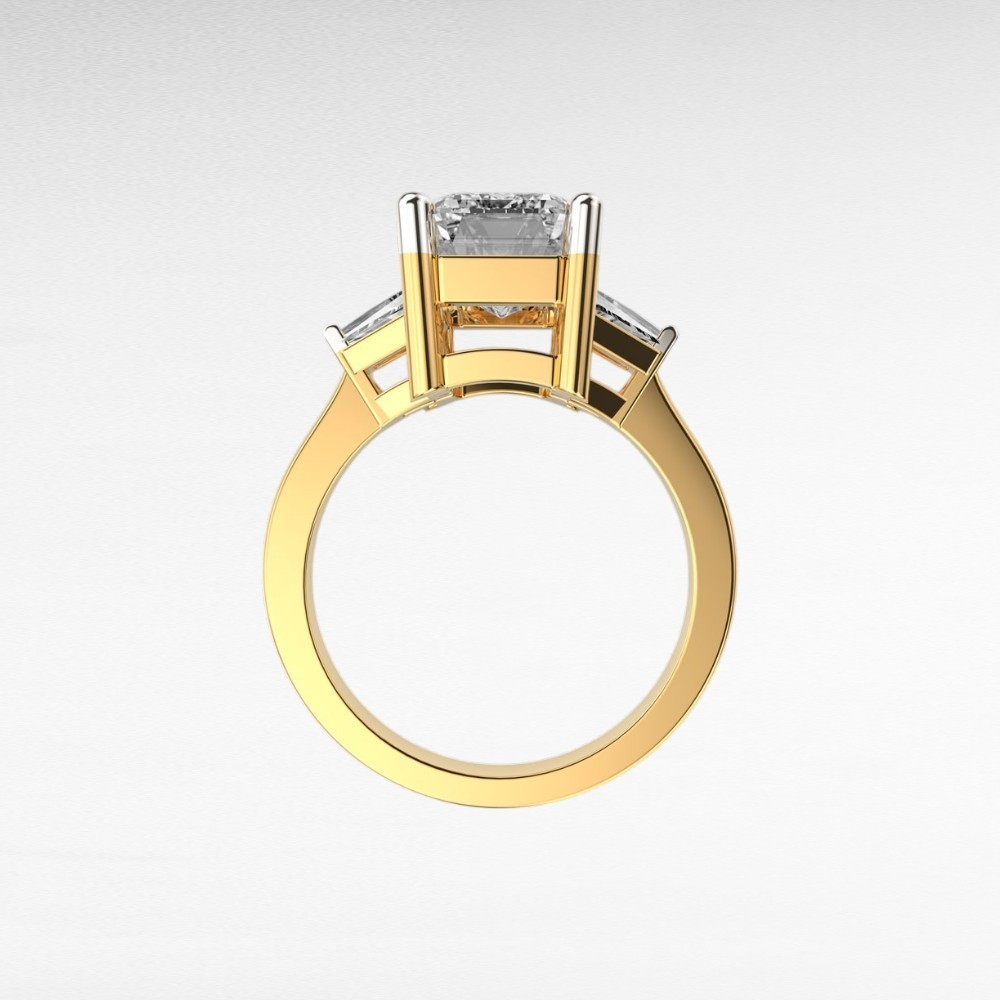 14k Multi-Tone Gold IGI Lab Created Diamond Engagement Ring 3.50 Ct Emerald Cut