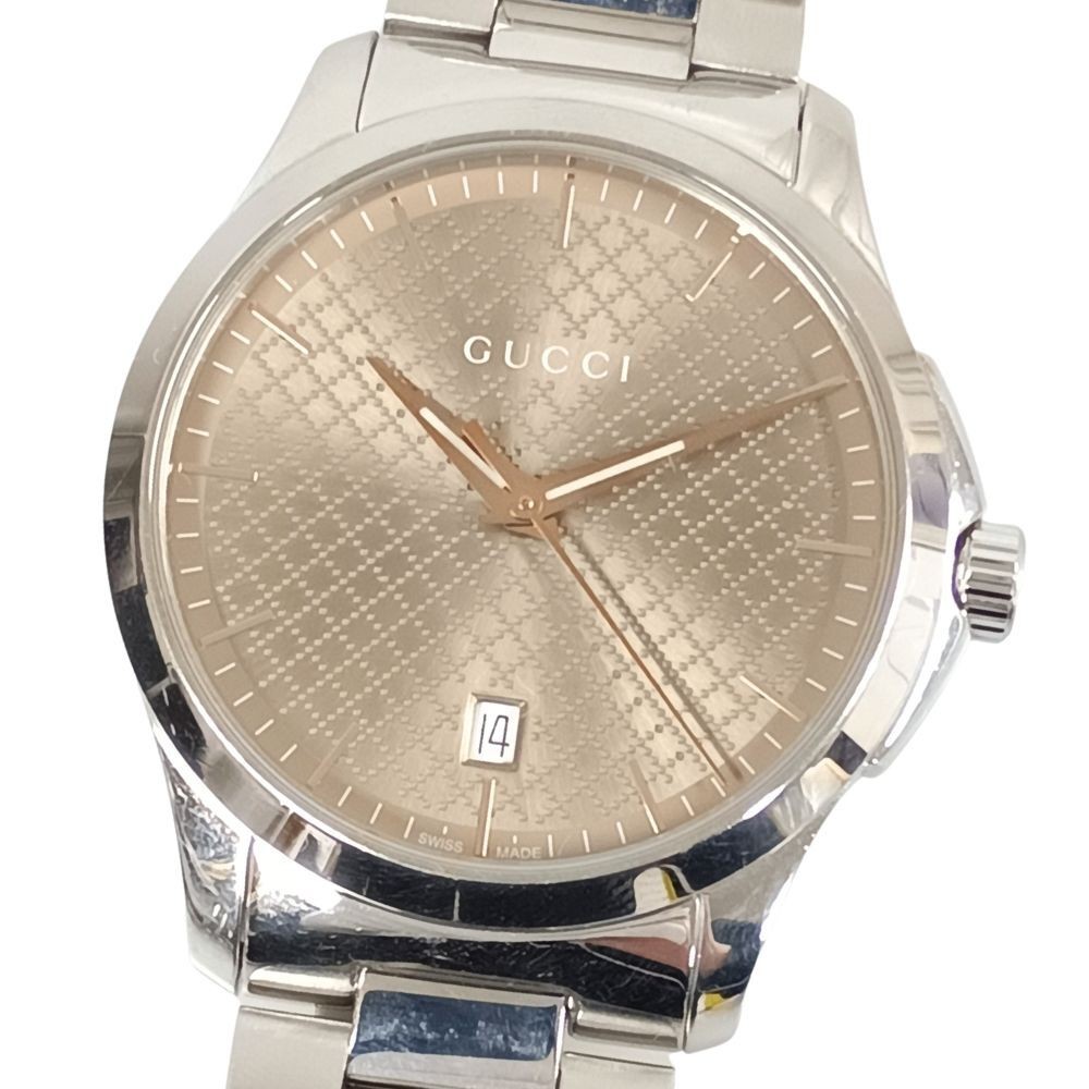 GUCCI 126.4 G-Timeless Quartz Brown Dial Stainless Steel Men’s Watch Swiss Made
