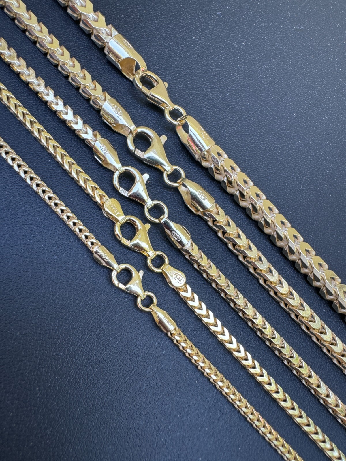 Men’s Real 14k Gold Plated Solid 925 Sterling Silver Franco Chain 2-5mm Necklace