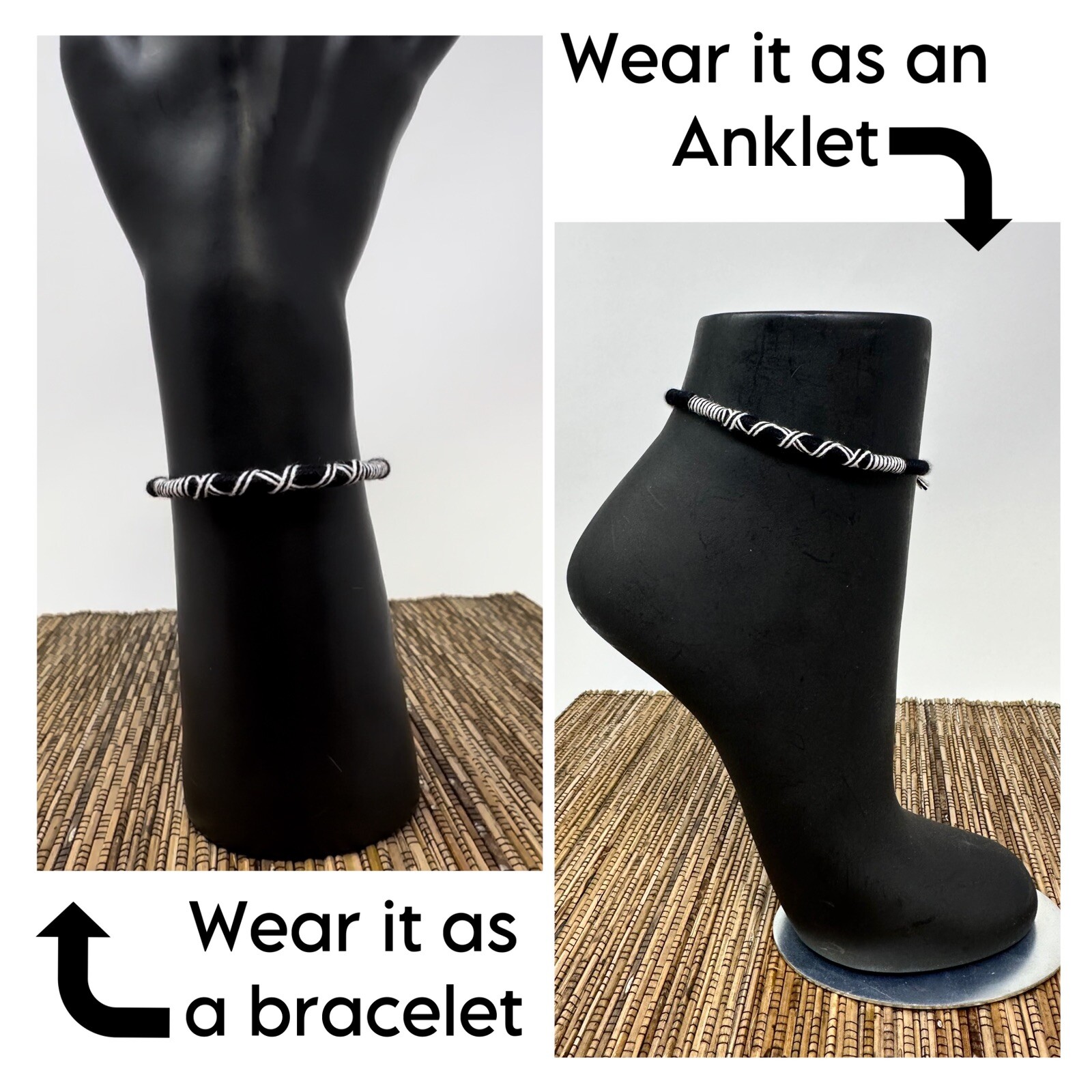 Handmade Adjustable Braided Bracelet – Black White & Multicolor Unisex Gift