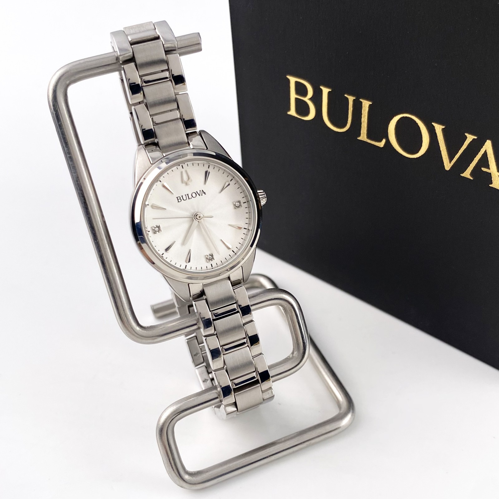 Bulova Sutton White Diamonds 28mm White Dial Women’s Watch 96P219