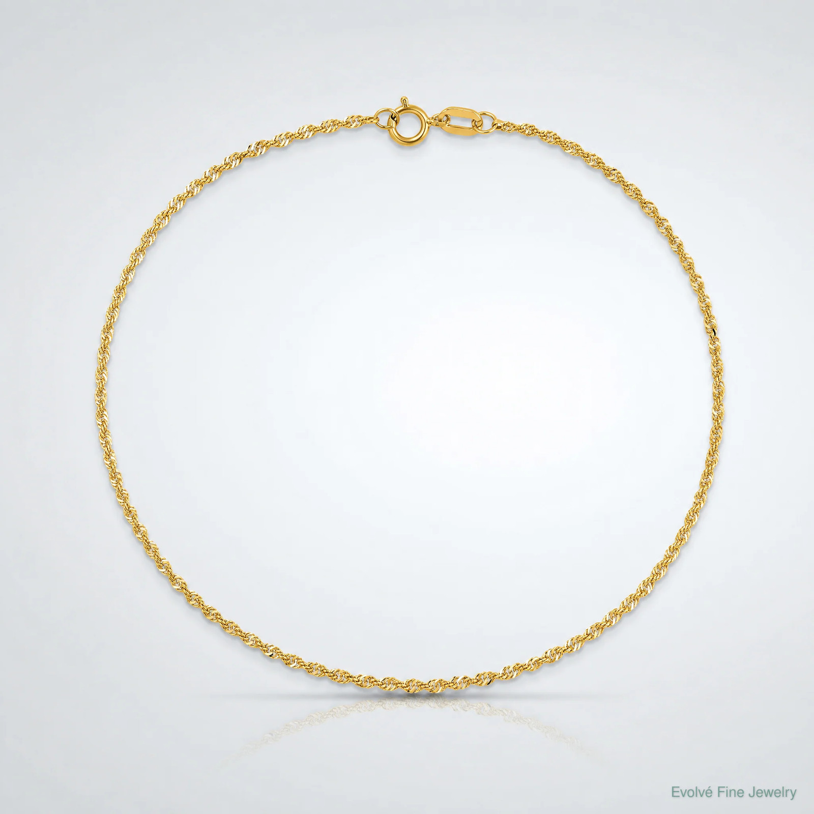 10K Yellow Gold 1.1mm Singapore Chain Anklet Bracelet 7″-10″