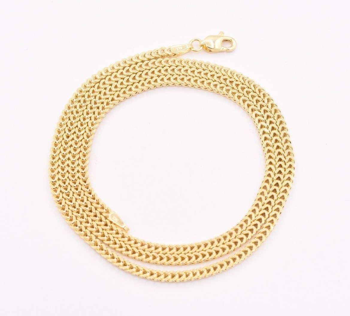 2mm Italian Square Franco Link Chain Necklace Real 10K Yellow Gold