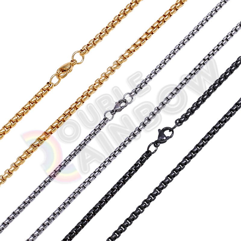 Men Women Stainless Steel Rolo Necklace Gold/Black Plated 3mm 16-36″Chain *C07