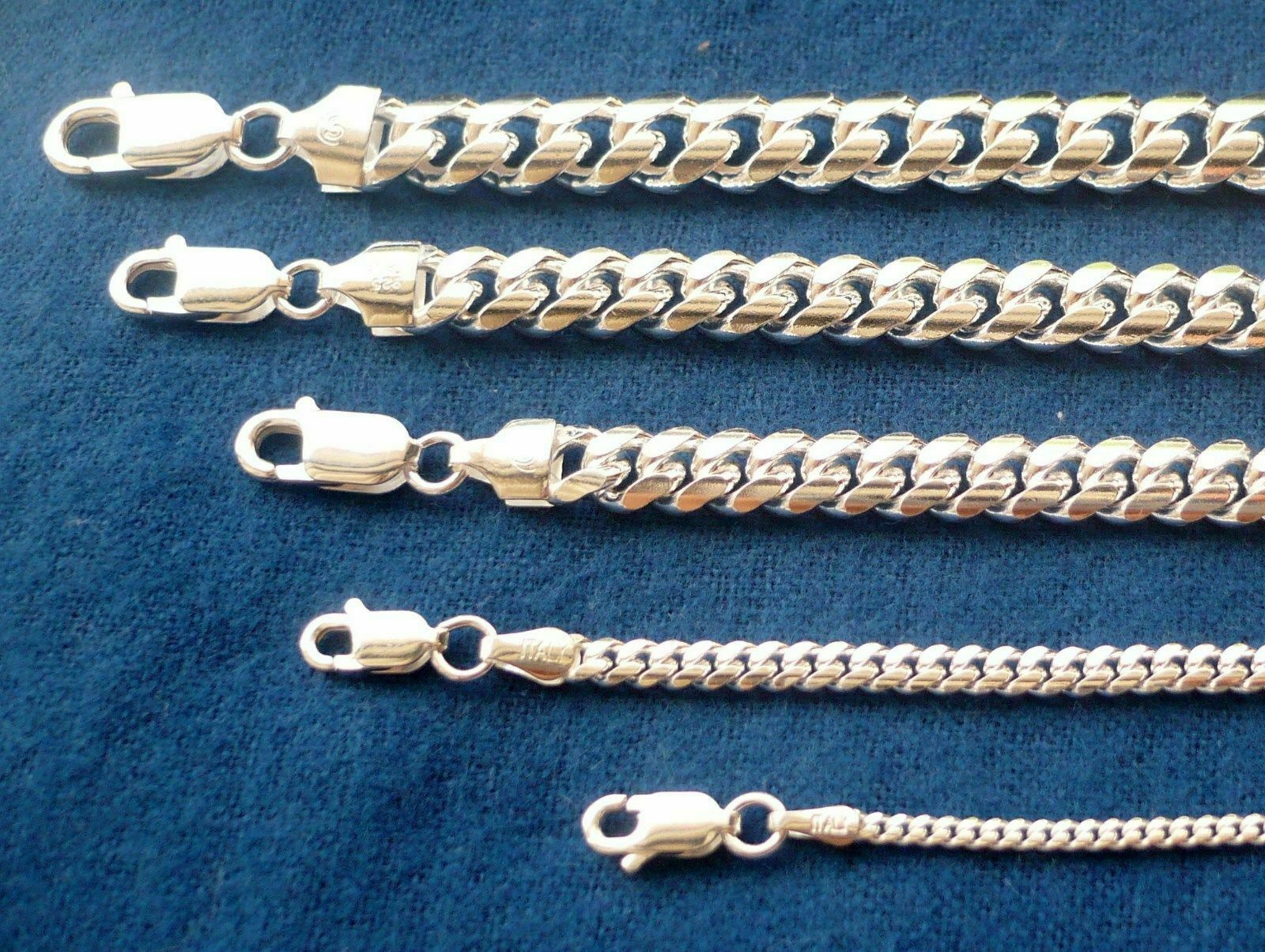 925 Sterling Silver SOLID Miami Cuban Link Chains MEN’S WOMEN’S 2mm-8mm 16″-30″