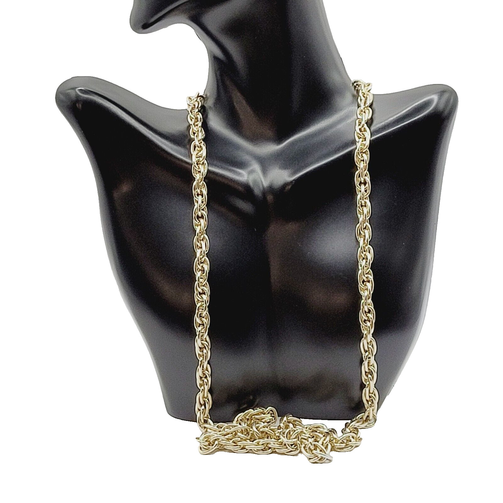 Multi Link Twist Rope Style Chain Very Light Gold Tone Vintage Necklace 30 Inch