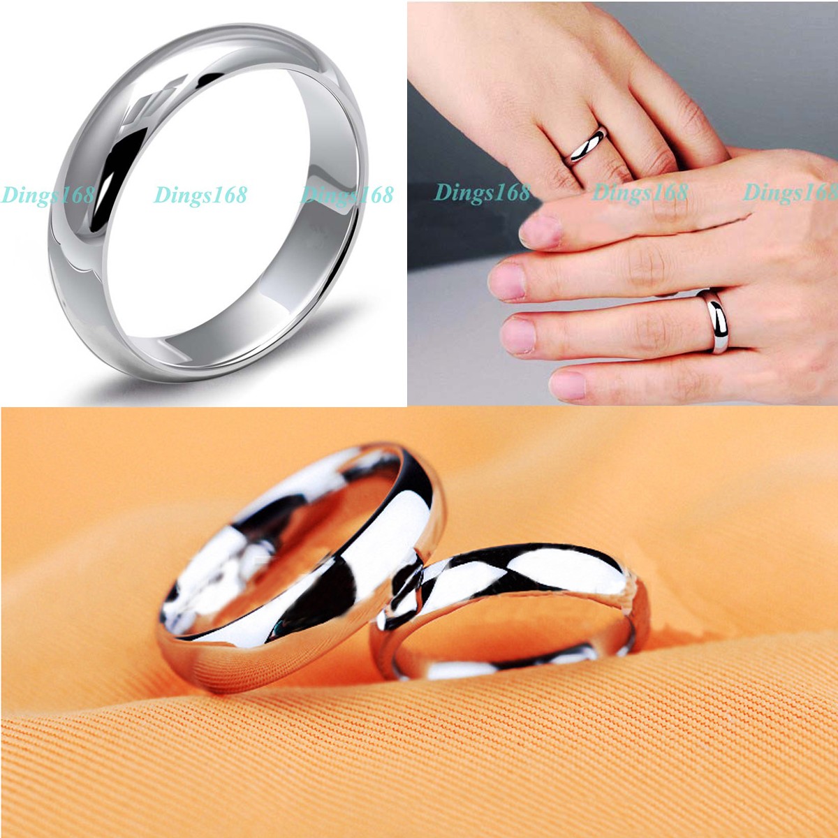 18K White Gold Filled Hypoallergenic 4mm Smooth Wedding Band Ring Size 6-12 C253